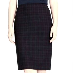 BROOKS BROTHERS Brookscool 100% Merino Wool Italy Portugal Knee Pencil  Plaid